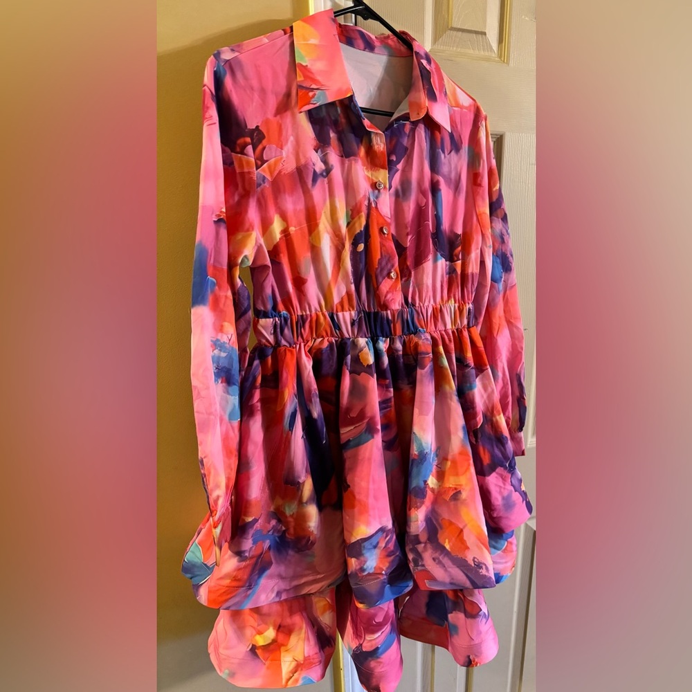 Vibrant Multicolor Button-Up Dress